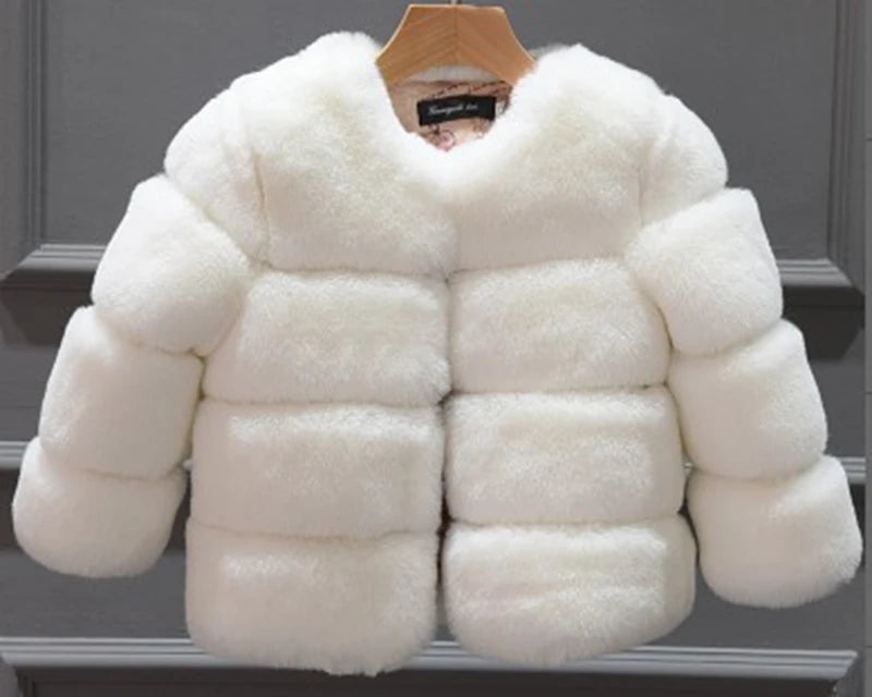 Baby Girls Faux Fur Coat Winter Children Girls Long Sleeve Christmas Jacket Warm Kids Girls Snow Coat Girls Outerwear Clothing