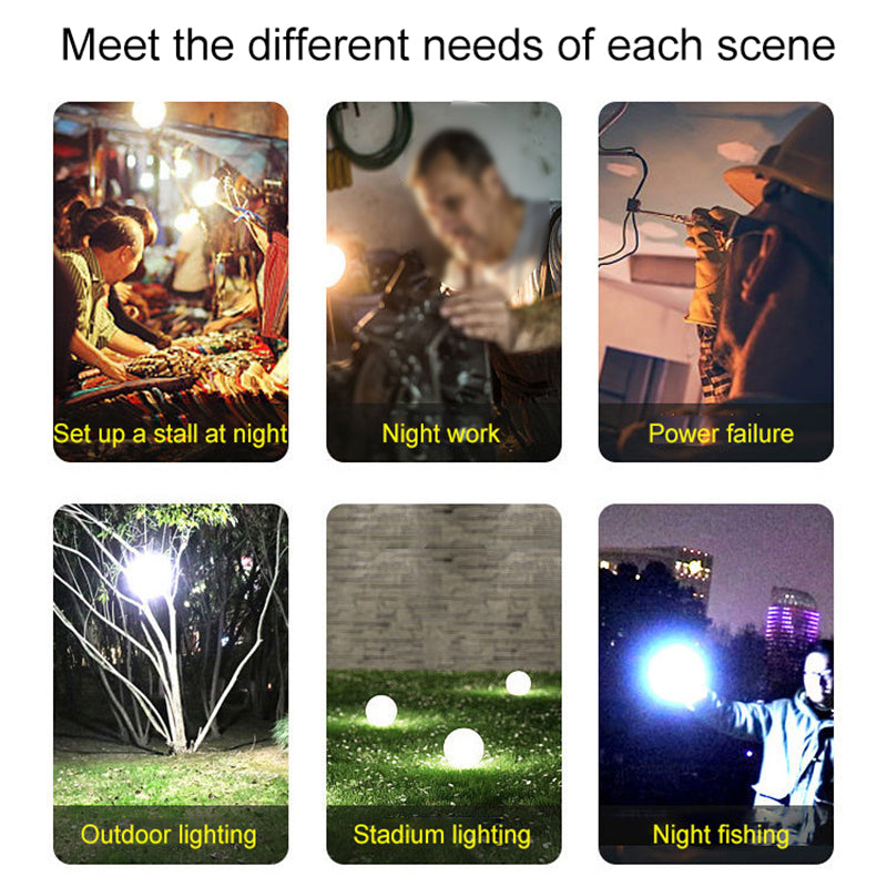 USB Rechargeable LED Bulb Emergency Lights Outdoor BBQ Camping Lantern Spotlights Hanging Lamp