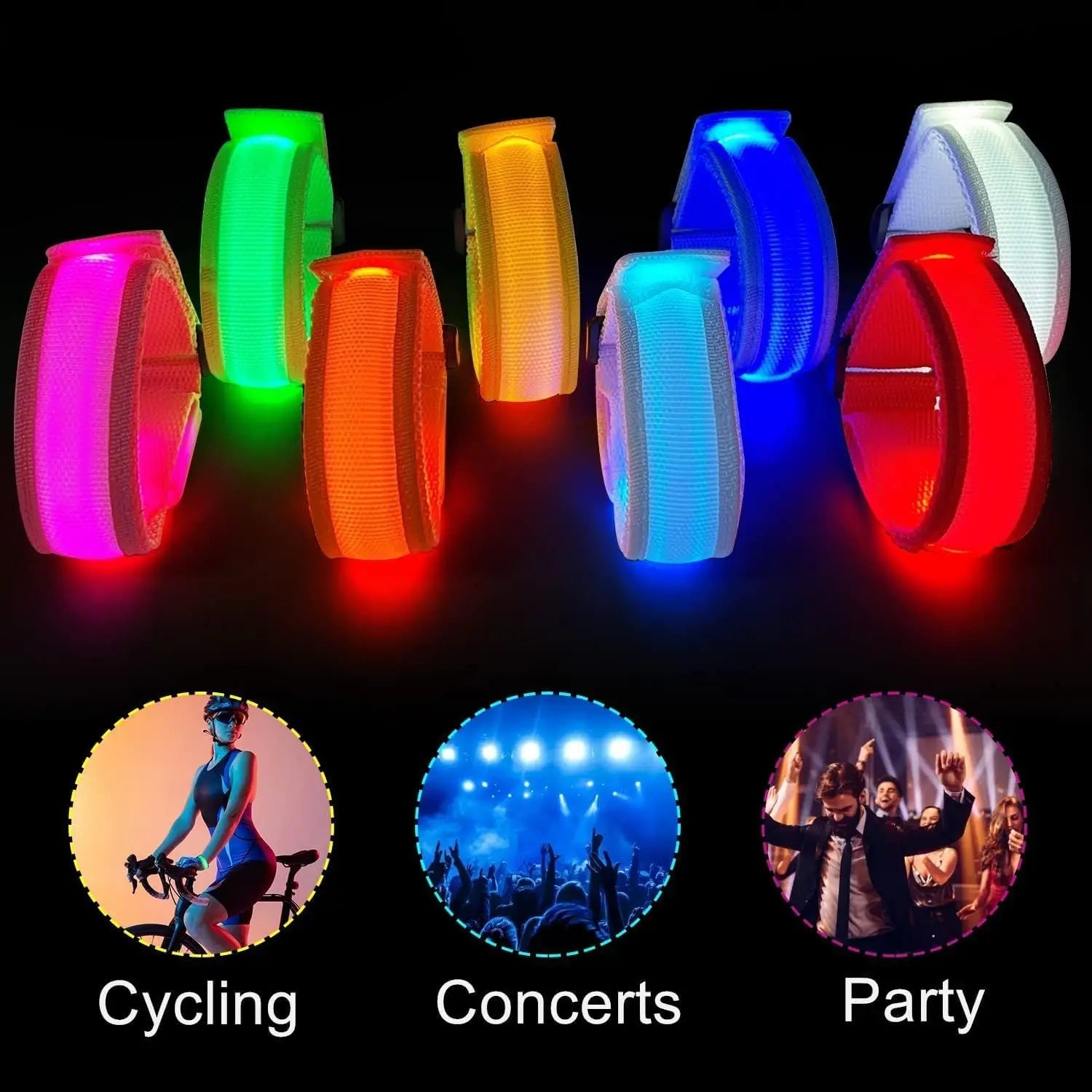 Led Luminous Bracelet Party Glow-in-the-dark Prop Outdoor Sports Belt Arm Leg Warning Wristband Reflective Safety Bicycle Light