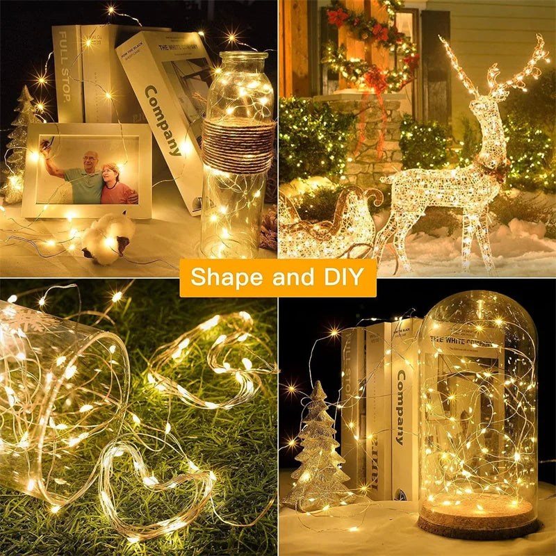 Christmas Lights LED Fairy String Curtain Lights 8 Mode Remote USB Festoon Christmas Decor For Home Holiday New Year Lamp