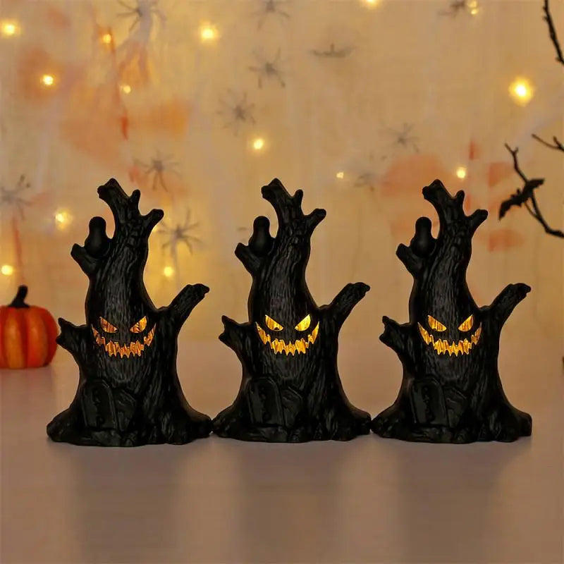 Halloween Ghost Tree LED Glow Ghost Lights Electronic Pumpkin Witch Candle Lamp Horrific Atmosphere Decoration Party Supplies