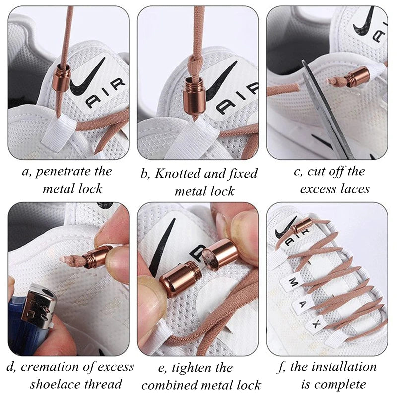 21 Colors No Tie Shoelaces Round Color Metal Lock Elastic Shoelace General For Children And Adults Sneakers Lazy Laces Unisex