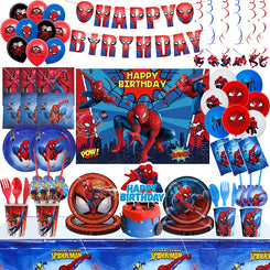 Spiderman Birthday Party Decoration Marvel Spiderman Theme Tableware Set Balloons Backdrop Happy Supplies For Kids Boys Favors