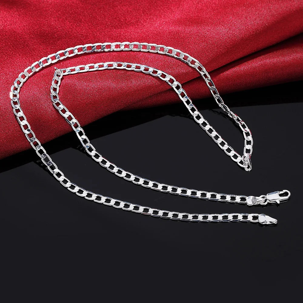 925 Sterling Silver Necklaces for men woman 16-30 Inches fine 4MM sideways Chain classic Jewelry high quality Christmas Gifts