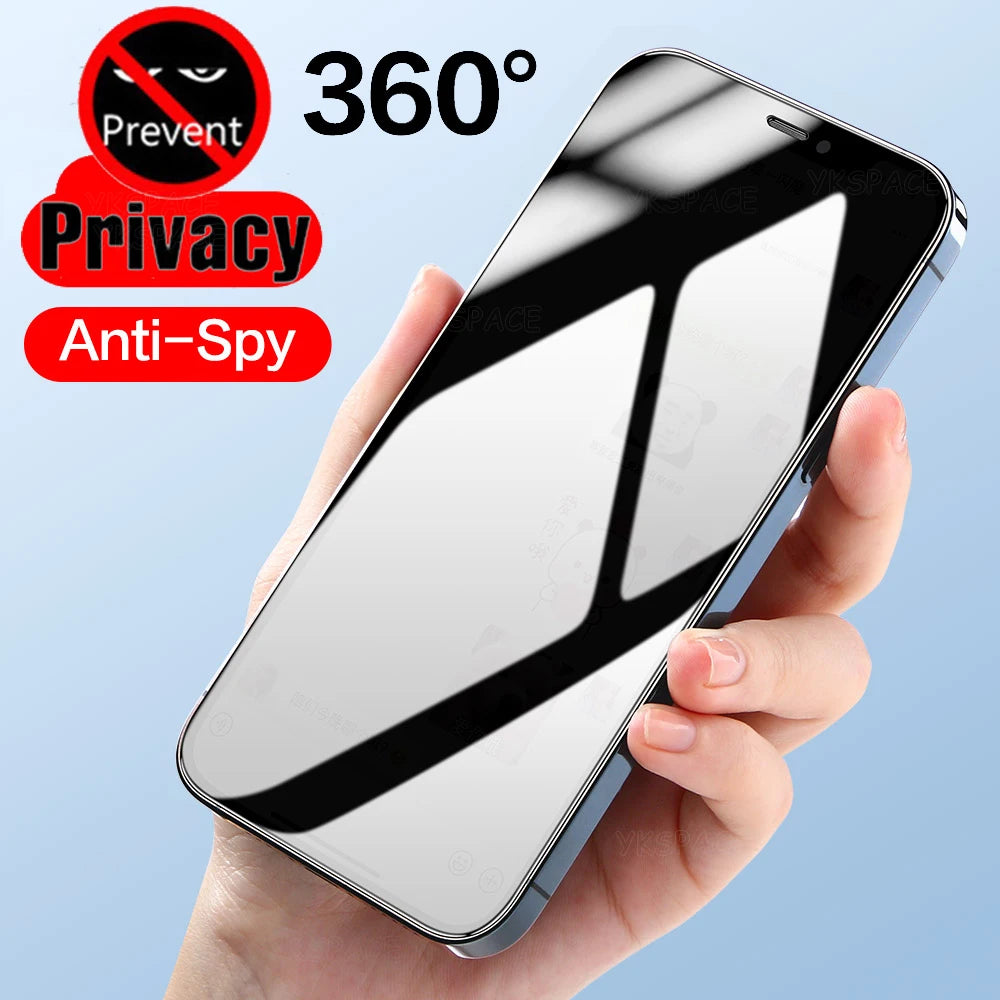 360 Degree Privacy Screen Protector for iPhone 16 15 14 Plus 13 12 mini 11 Pro X XS MAX XR Anti Spy Peeping Tempered Glass Film