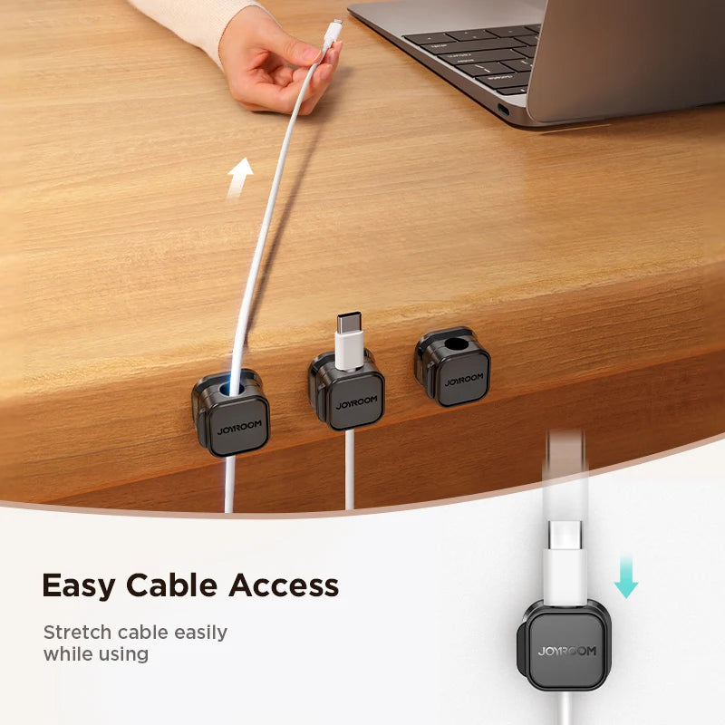 Joyroom Magnetic Cable Clips Cable Organiser 3/6 PCS Smooth Adjustable Cord Keeper Under Desk Cable Holder Cable Management