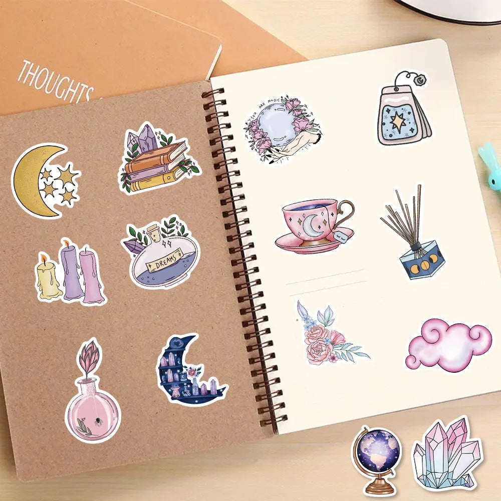 10/30/50/100Pcs Magic Moon Waterproof Graffiti Sticker Aesthetic Decorative Luggage Cup Laptop Phone Skateboard Kids Stickers