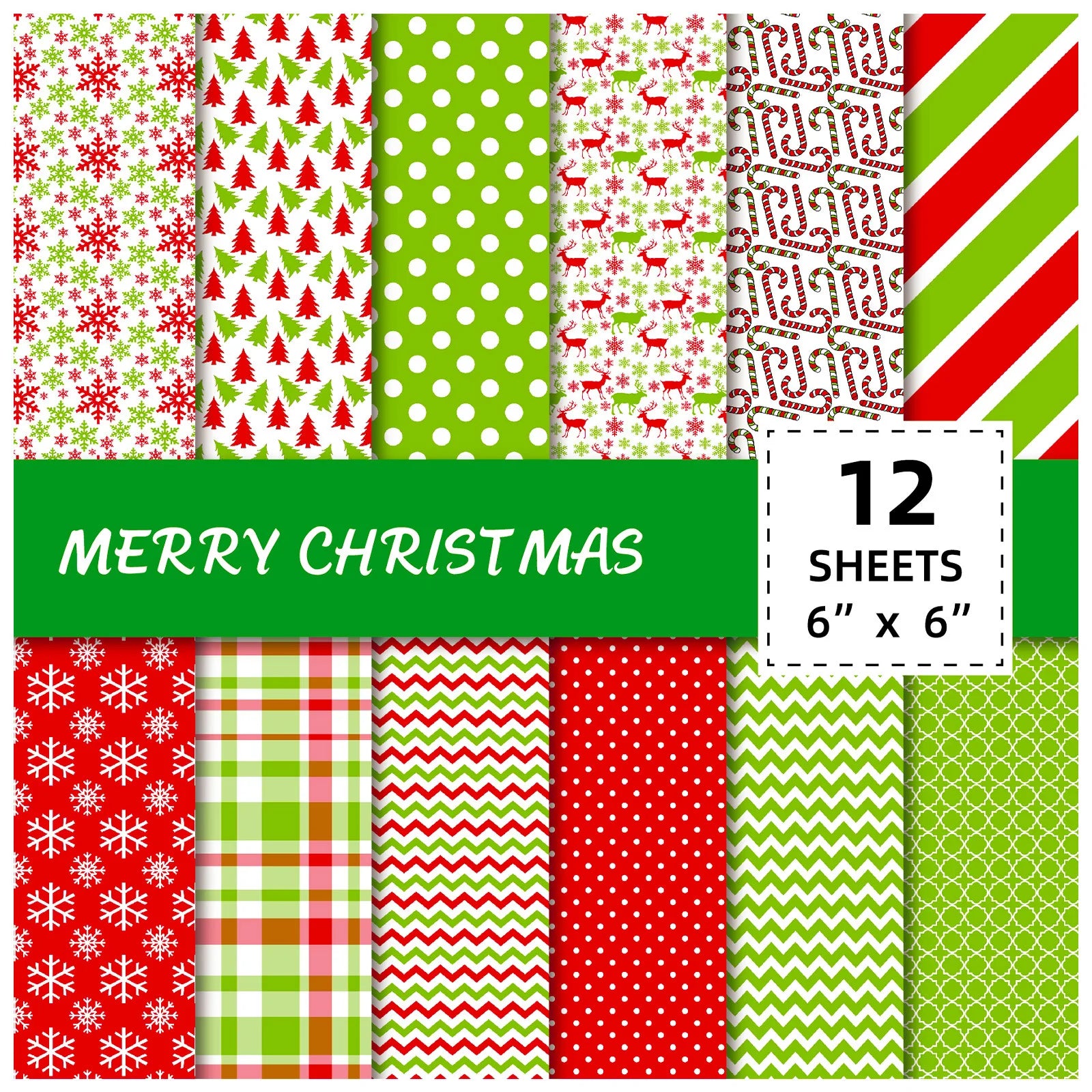 12 Pcs Vintage Christmas/Halloween Scrapbooking Pattered Papers Pad DIY Card Making Material Gift Packaging Craft Supplies Paper