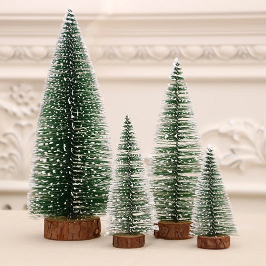 1pc 10cm-30cm Mini Christmas Tree with Snow Covered Pine DIY Ornaments Desktop Decoration Small Christmas Tree Christms Gift