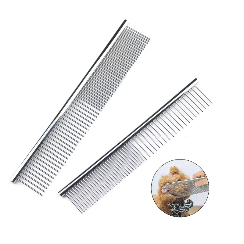 Pet Hair Removal Comb Stainless Steel Pet Grooming Comb Gently Removes Loose Knotted Hair Dog Cat Cleaning Beauty Supplies