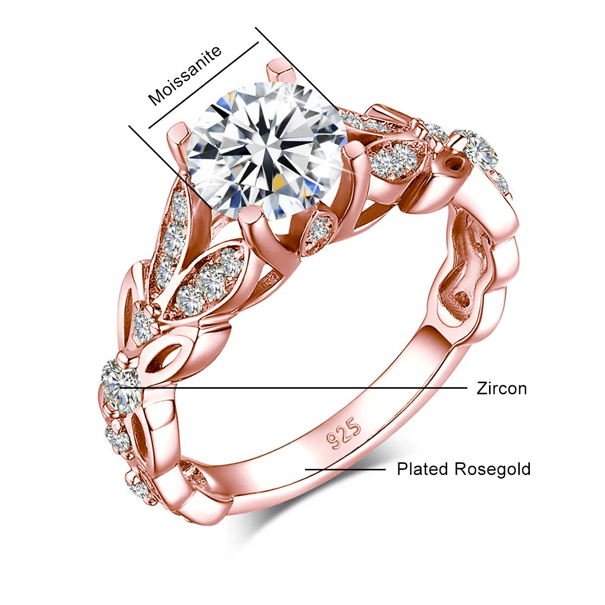 Madison Audury Luxury 2ct Moissanite Rings for Women 925 Silver D Color Sparkling Lab Diamond Anniversary Ring Wedding Jewelry