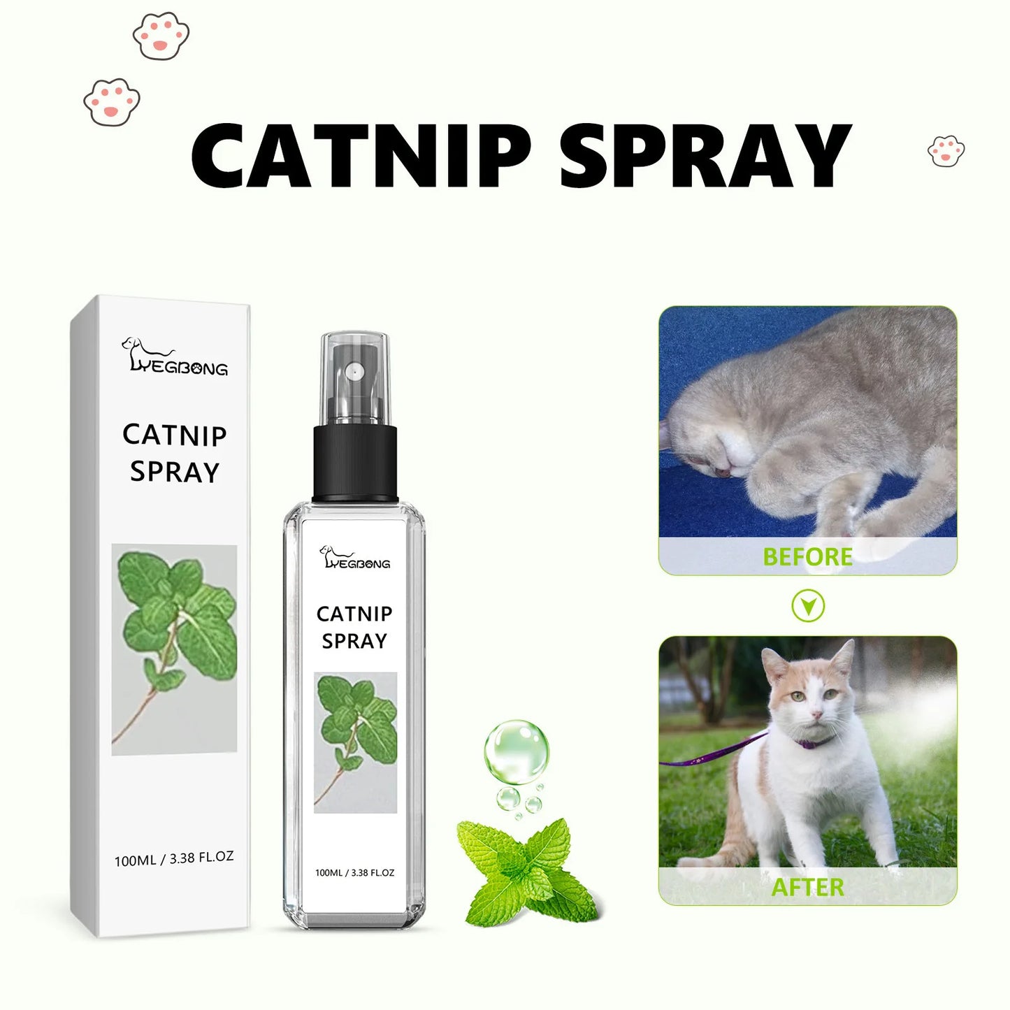 Cats Catnip Spray Relieve Stress Dogs Enhance Vitality Pet Attractant Long-Lasting Anti Anxiety Health Care Pet Calming Spray