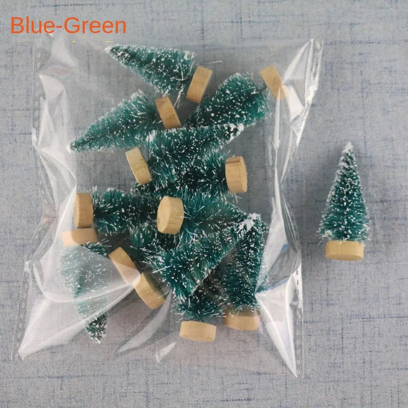 12 Pieces Mini Christmas Tree Sisal Silk Cedar Table Top Decorations Small Christmas Tree Gold Mini Tree Window DIY Decorations