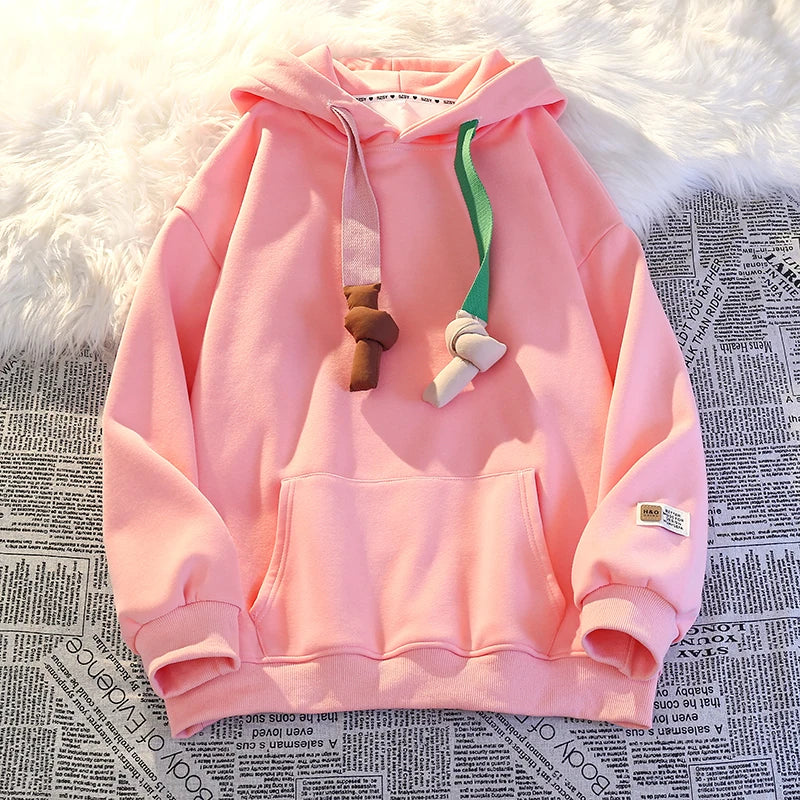 100% Cotton High Quality Candy Color Cute Kawaii New in Hoodies Sweatshirts for Women Winter Spring Japanese Streetwear Hoodie