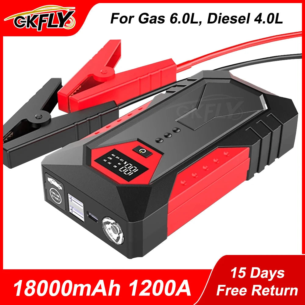 New 1200A Car Jump Starter 18000mAh Power Bank Petrol Diesel Car Battery Charger Starting For Auto Battery Booster to Start Car