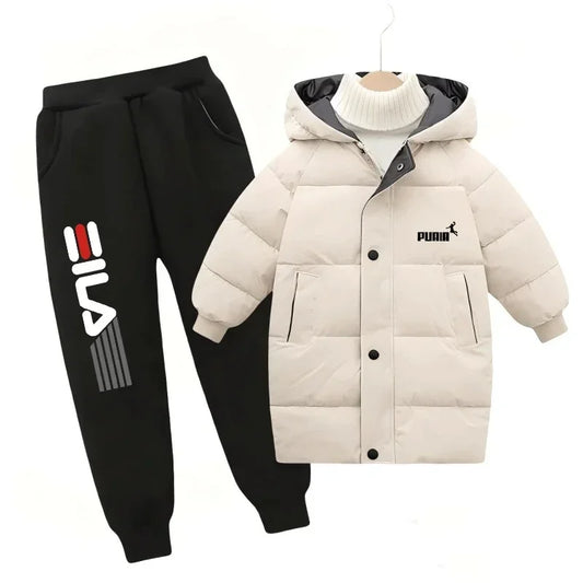 Boys' and Girls' Clothing Set, Warm Feather Jacket, Clothing Set, Children's Snow Clothing, Coat, Pants, Winter 2024