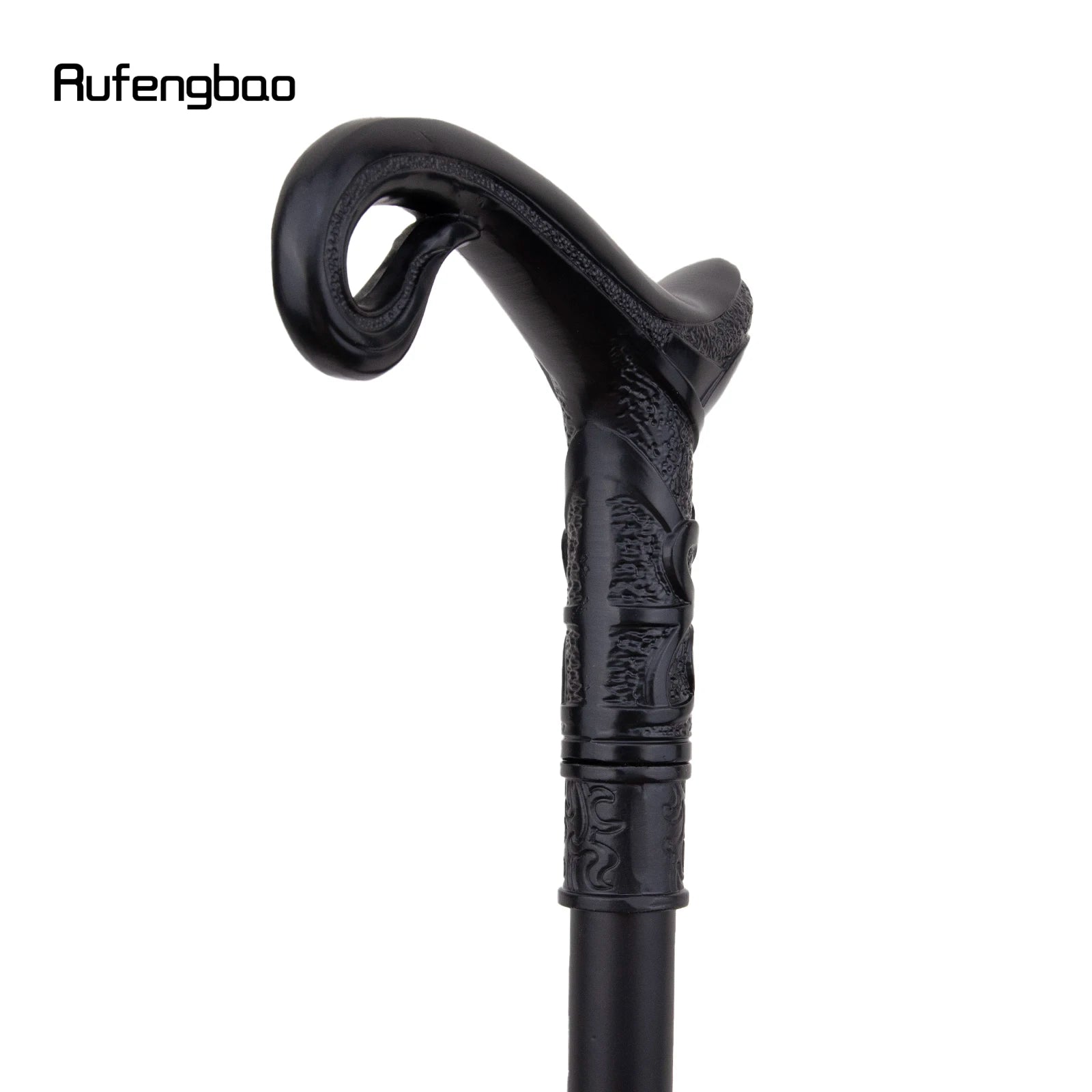 Black Luxury Curve Line Type Walking Stick with Hidden Plate Self Defense Fashion Cane Plate Cosplay Crosier Stick 93cm