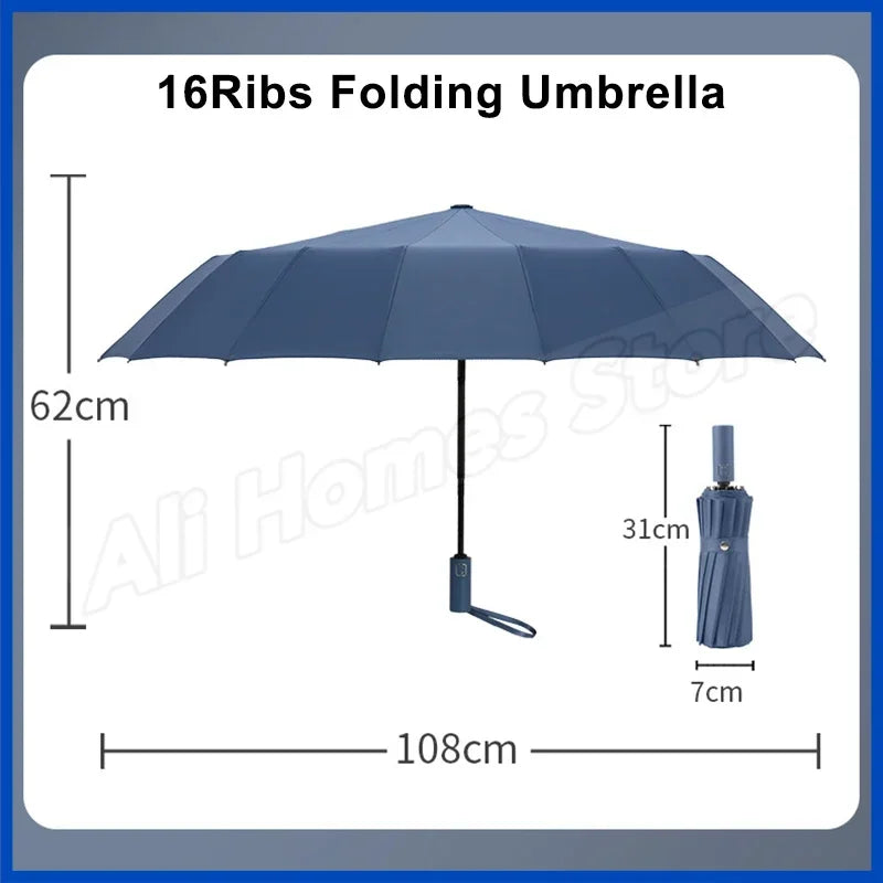 Luxury Brand Umbrella 16K 16 Ribs 32 Bones Windproof Automatic Sun Rain Folding Umbrella UV Sunscreen for Women Mens Umbrella