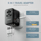 Bulbusbow Universal 65w Travel Adapter with 2 USB Ports and 3 Type-C Fast Charging for Worldwide Travel