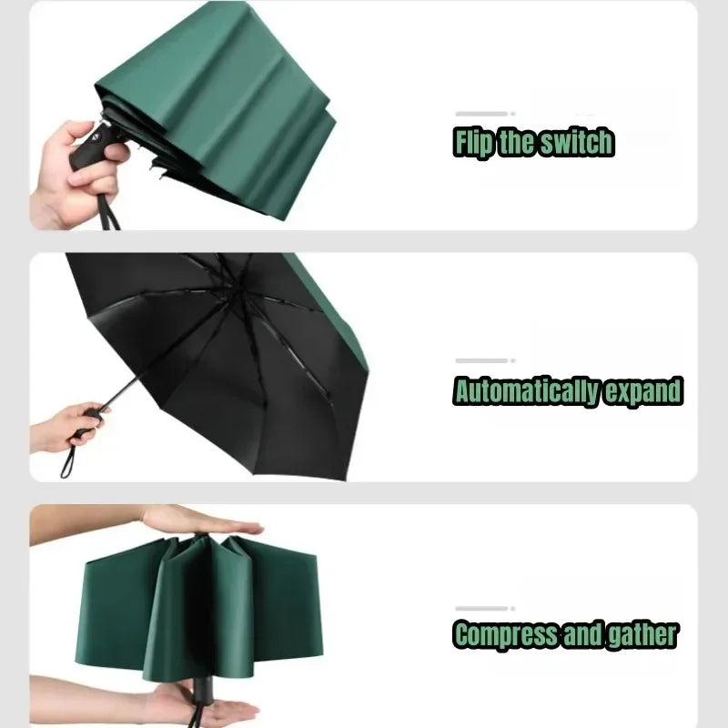 Fully Automatic Umbrella Folding Umbrella High-end Women's Rain Uv Luxury Umbrellas Female Parasol Lightweight 3-stage Wedding