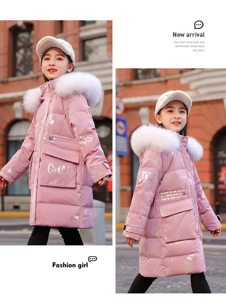 New Winter Down cotton Jacket Girls Waterproof Hooded Coat Children Outerwear Clothing Teenage 5-16Y clothes Kids Parka Snowsuit