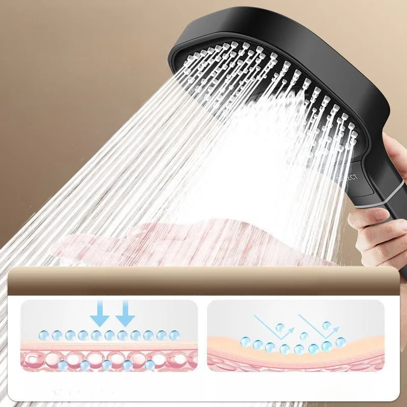 New 13CM Large Panel 3 Modes Shower Head High Pressure Water Massage Shower Head With Filter Element Bathroom Accessories 2024