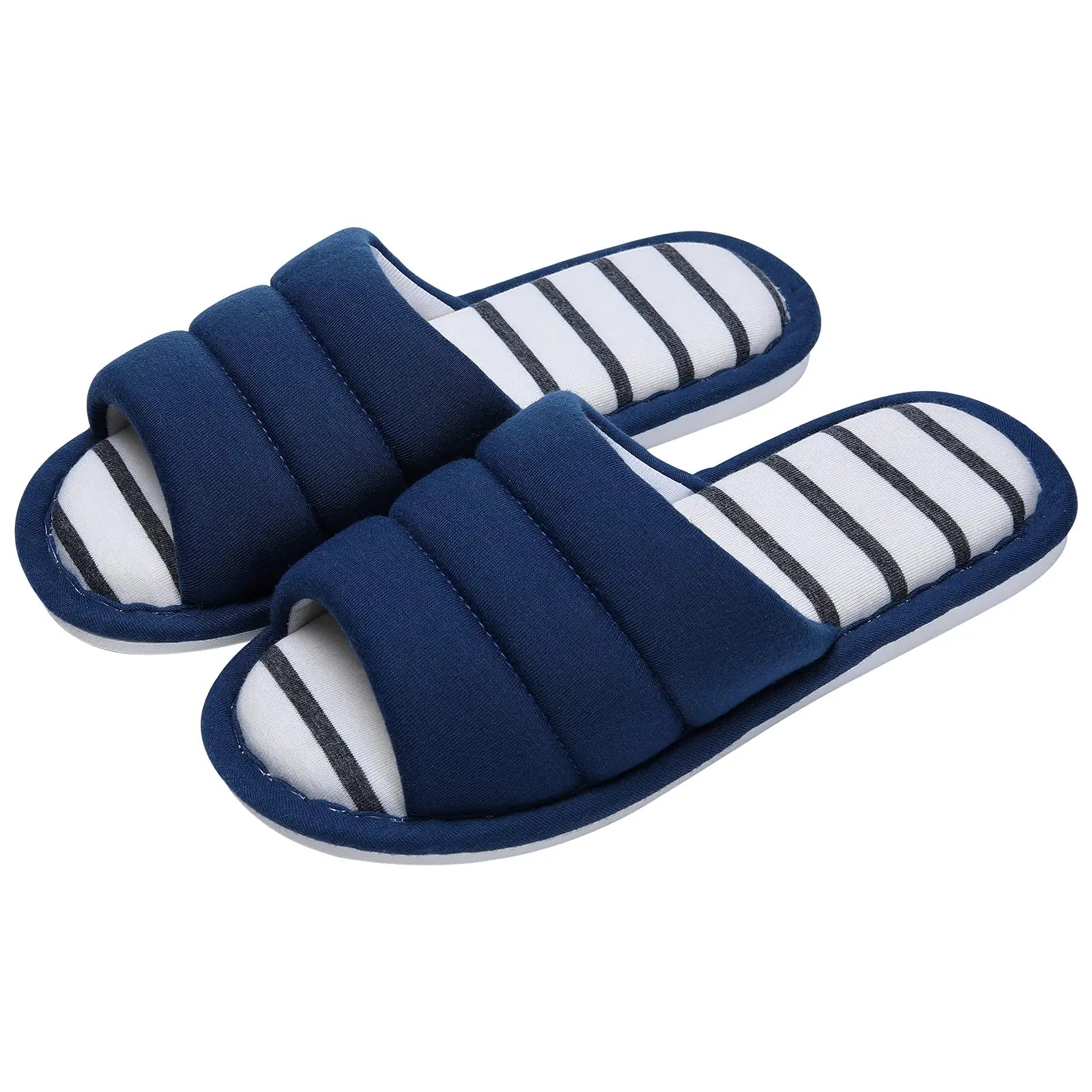 Comwarm Women Cotton Slippers Indoor Open Toe Soft Slippers Casual Flip Flop Ladies Home Slip-on Memory Foam Bedroom Flats Shoes