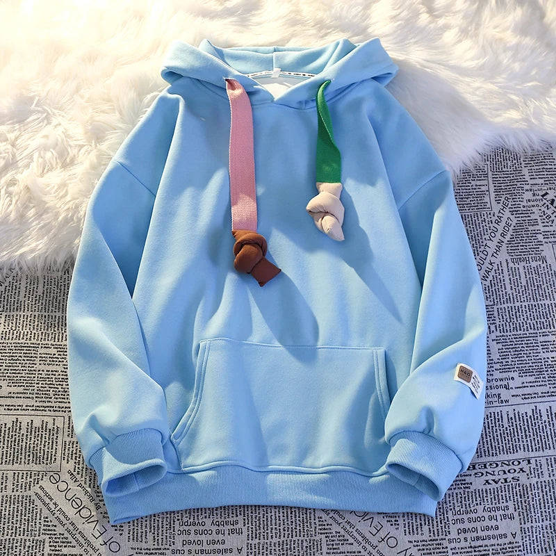 100% Cotton High Quality Candy Color Cute Kawaii New in Hoodies Sweatshirts for Women Winter Spring Japanese Streetwear Hoodie