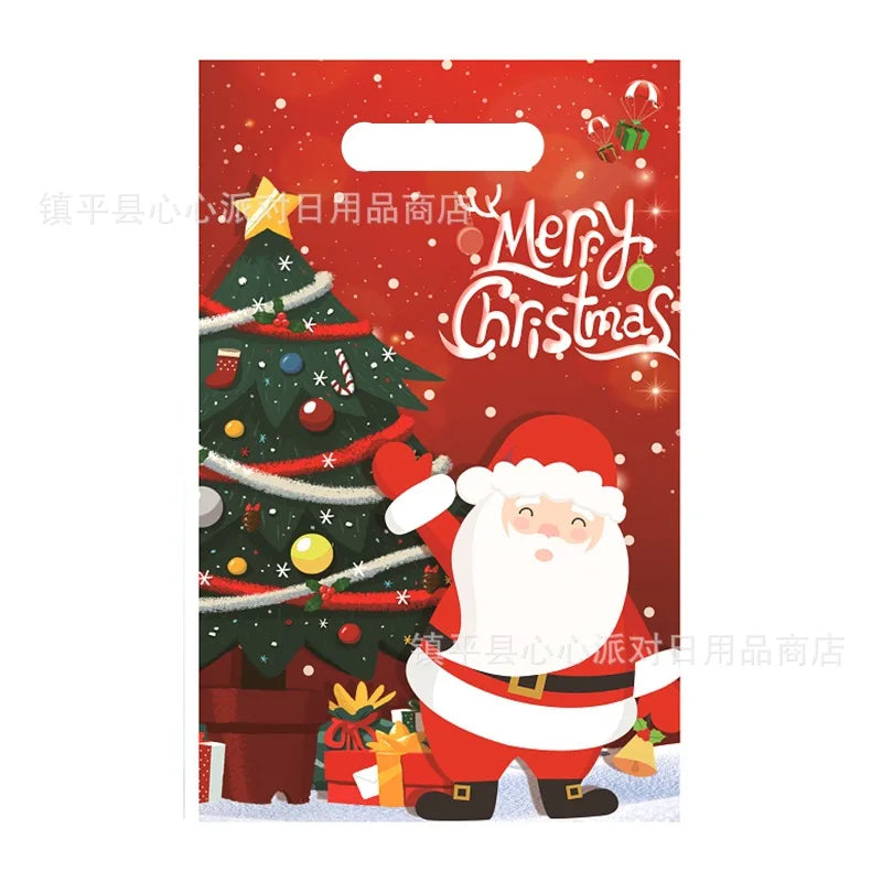 10pcs Christmas Gift Bags Santa Claus Elk Xmas Tree Candy Bags Christmas Decorations for Home Loot Bag New Year Party Bags Favor