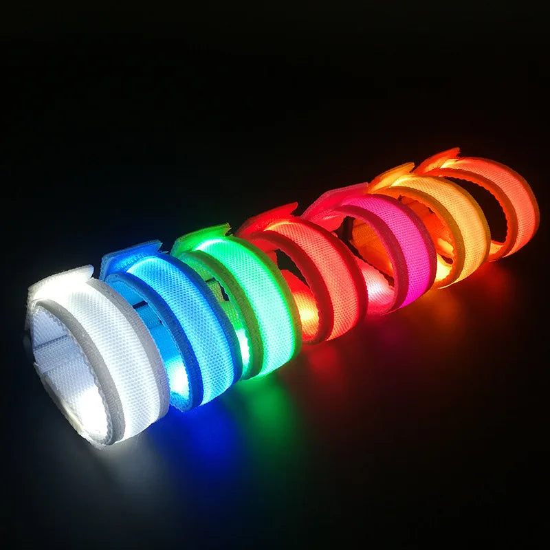 Led Luminous Bracelet Party Glow-in-the-dark Prop Outdoor Sports Belt Arm Leg Warning Wristband Reflective Safety Bicycle Light