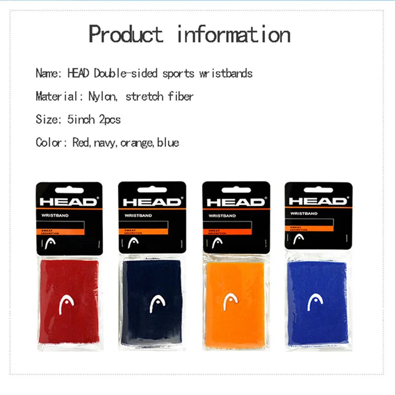 Original HEAD Tennis Wristband Badminton Sport Wristband Cotton Comfortable Sweat Wiping Non Slip Wristband