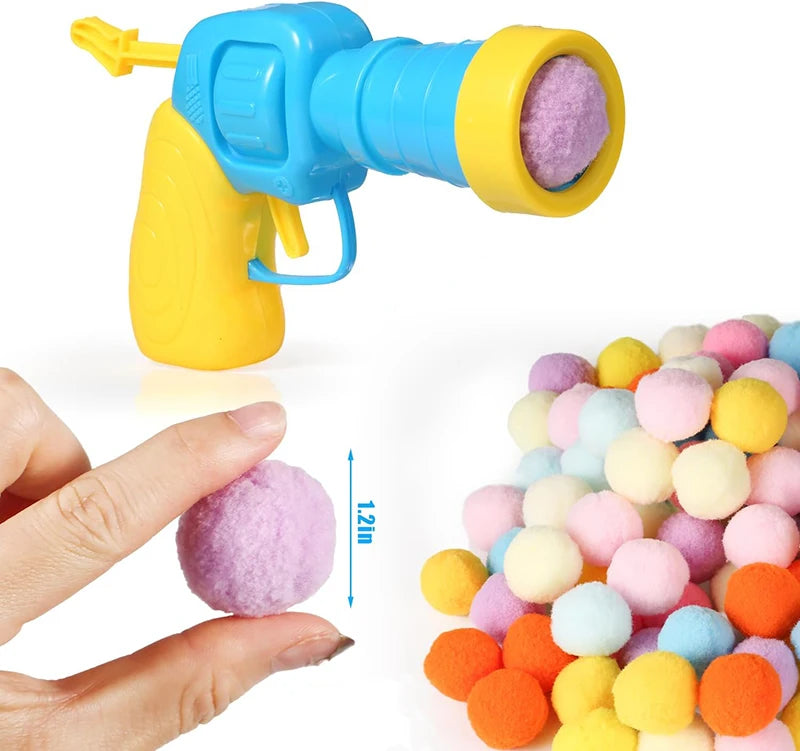 Cat Toys Interactive Launch Training Toy For Pet Kitten Creative Mini Shooting Gun Games Stretch Plush Ball Toys Pet Supplies