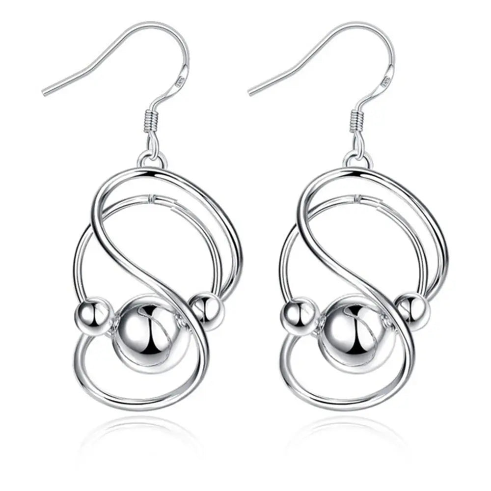 Hot New 925 Sterling Silver Earrings Korean Vintage Twisted Ball Long Dangle  For Women Fashion Gifts Wedding Jewelry