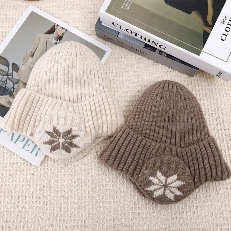 Men Women Winter Warm Plush Knitted Benines Snow Fashion Skullies Hat Unisex New Outdoor Coldproof Ear Protection Wool Caps