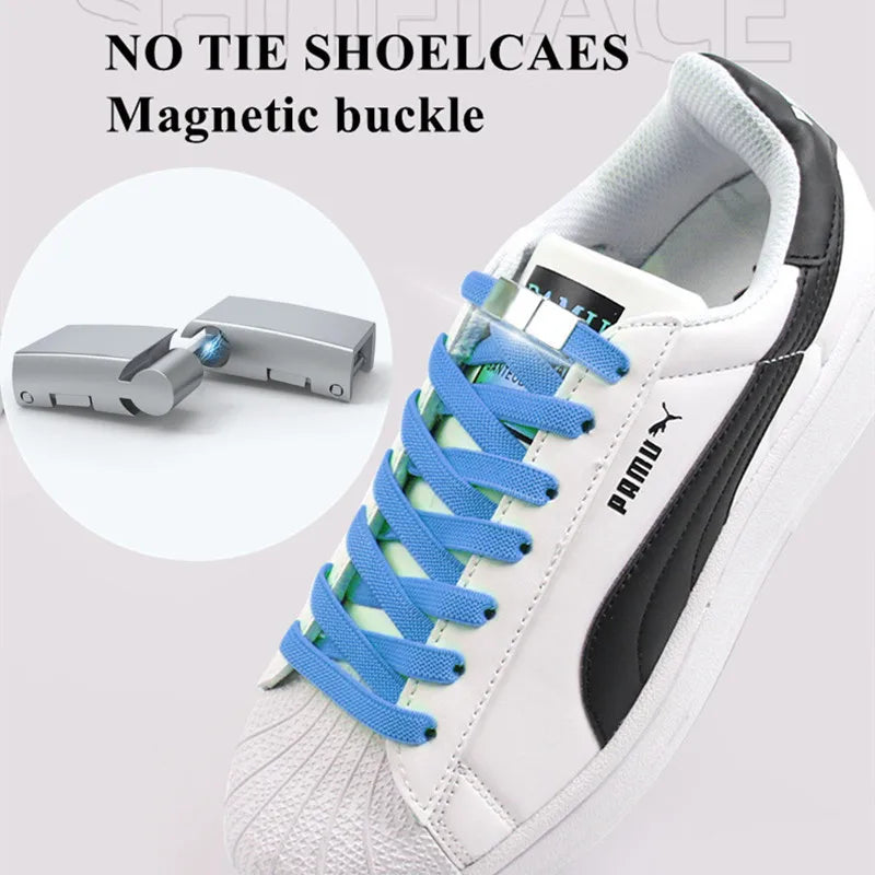 2Pcs/1Pair New Metal No tie Shoelace Magnetic Buckle Shoelaces With Lock Shoes Accessories AF1/AJ Sneaker Kits Shoe Decoration