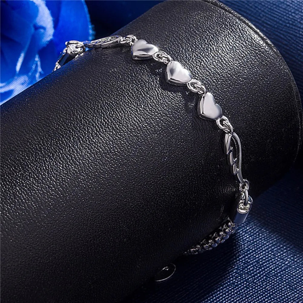 Factory direct romantic heart chain 925 Sterling Silver Bracelets for women Wild fashion Wedding party Christmas gifts Jewelry