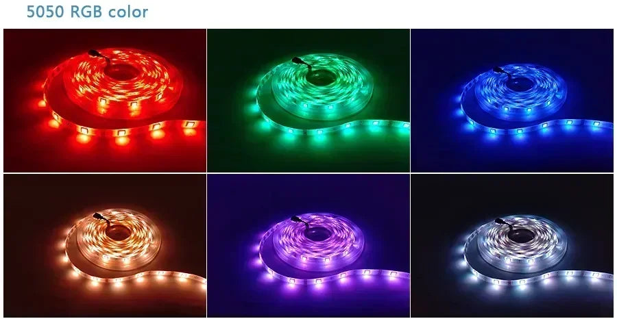 LED Strip Lights 5050 RGB LED Lights Waterproof Flexible Lamp Tape Ribbon Luces Smart Led Lighting Room Decoration EU Plug