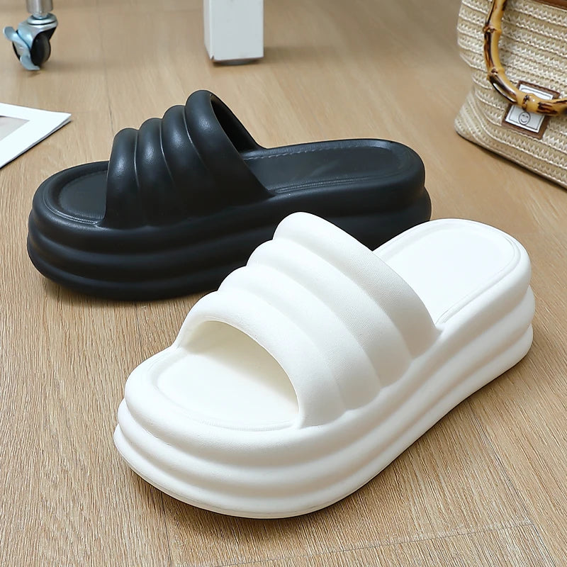 Chunky Platform Slippers for Women Summer Comfort Soft Sole Beach Shoes Slides Woman Thick Bottom Non-Slip Sandals Ladies