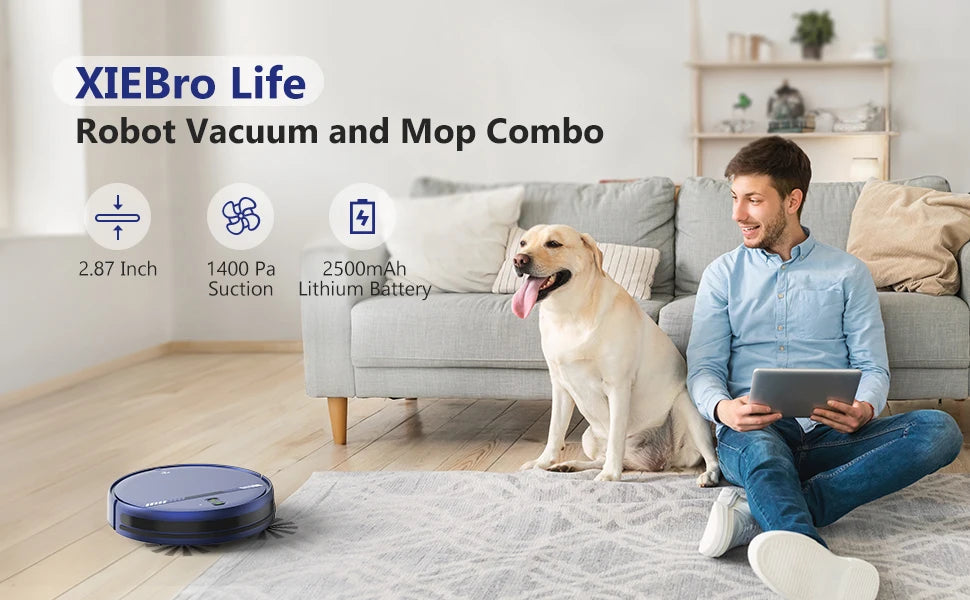 Vacuum and Mop Combo,  Robotic Vacuum Cleaner with Schedule, 2 in 1 Mopping Robot Vacuum with Water Tank an