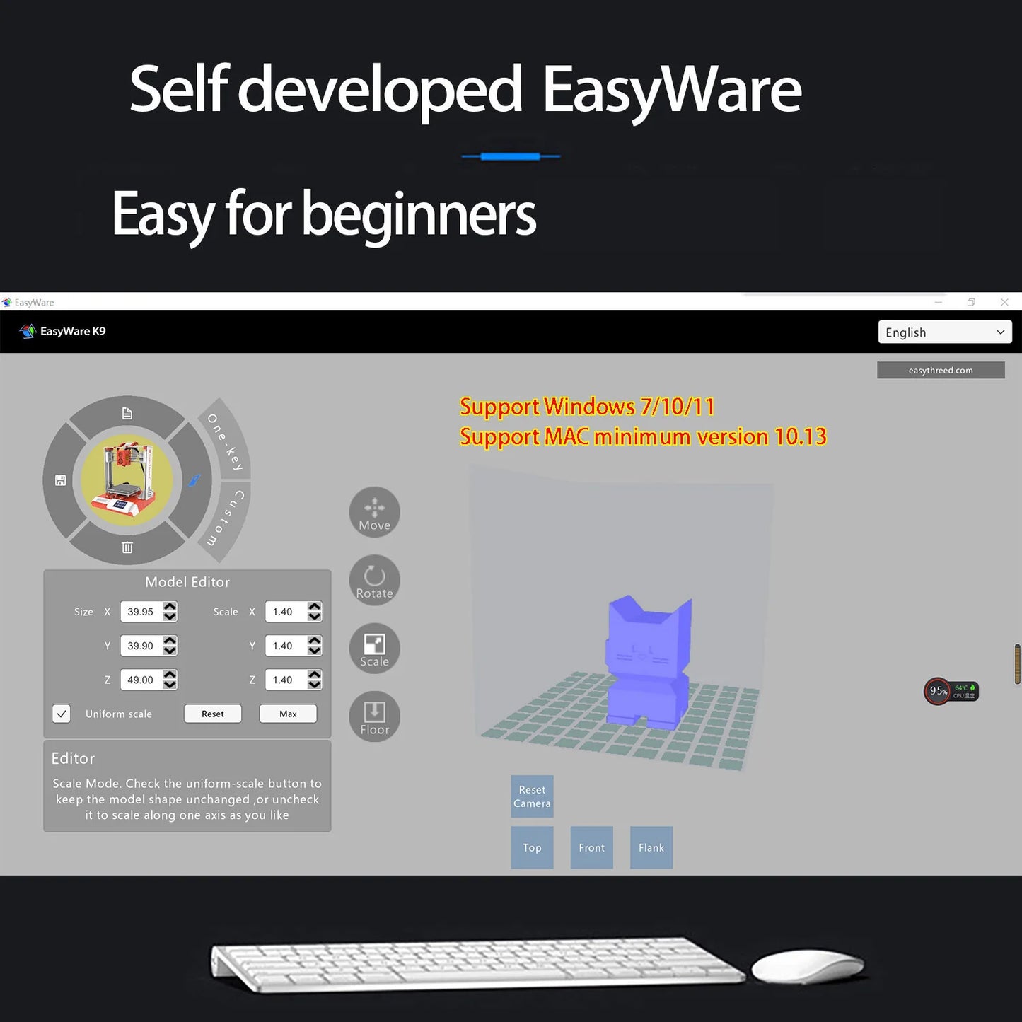 طابعة ثلاثية الأبعاد EasyThreed K9 Mini سهلة الاستخدام، طابعة ثلاثية الأبعاد للمبتدئين، خيوط FDM TPU PLA مقاس 1.75 مم، لون أسود