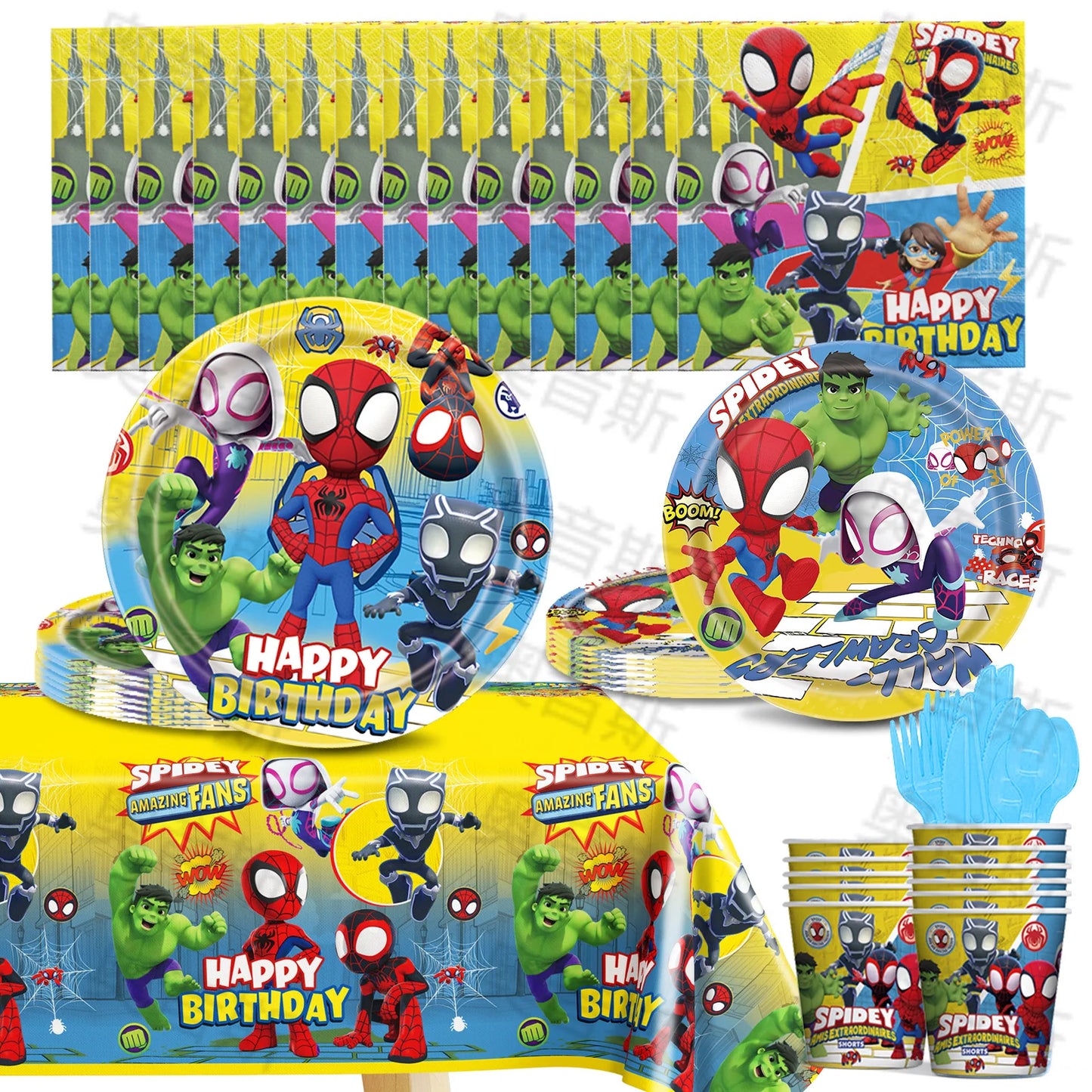 Bulbusbow Spidey Birthday Decorations Spidey And His Amazing Friends Tableware Set Plates Cups Backdrop Balloons Child Party Supplies