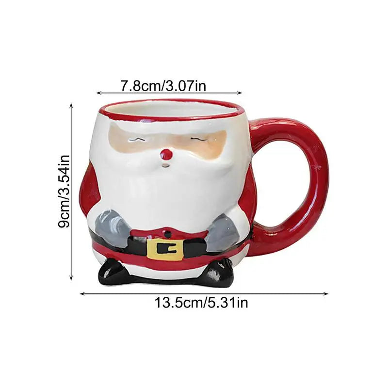 Santa Claus Mugs 3D Ceramic Santa Claus Animal Coffee Mug Beverage Cup Christmas Gifts Keepsakes Temperature Resistant 350ml