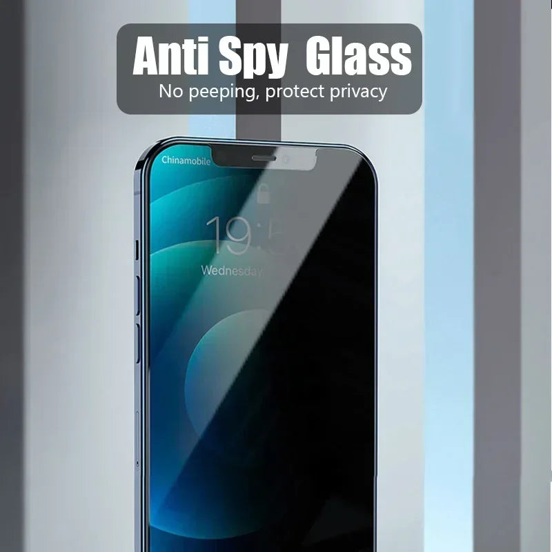 Bulbusbow Privacy Screen Protector for iPhone showing Anti-Spy and Anti-Glare features