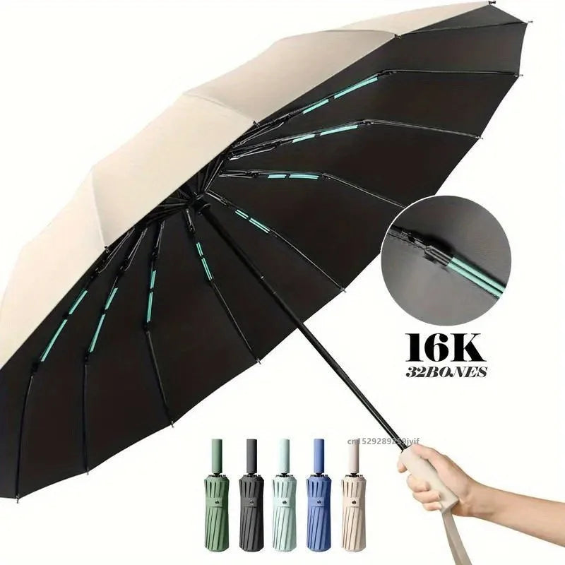 16K Double Bones Large Umbrella for Men Women Windproof Umbrellas Automatic Folding Strong Luxury Sun Rain Umbrella UV Business