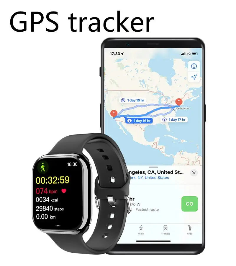 ساعة ذكية جديدة بنظام تحديد المواقع العالمي (GPS) للرجال لسلسلة Apple Watch 9، شاشة عرض درجة حرارة الجسم، اتصال BT، NFC، ساعة ذكية للنساء تعمل بنظامي التشغيل iOS وAndroid