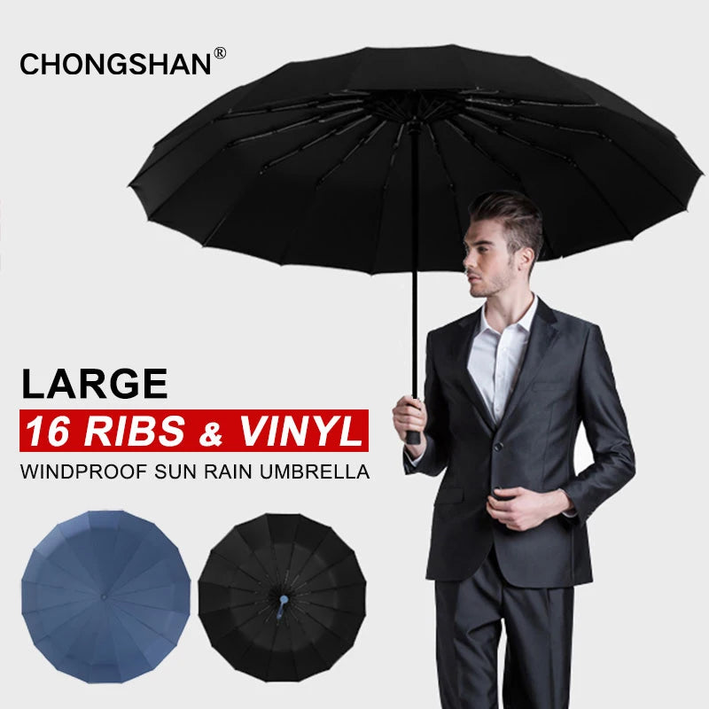 16Ribs Large Strong Fully Automatic UV Umbrella Folding Rain Men Women Luxury Business Male Umbrella Windproof