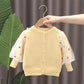 Spring Autumn Baby Girl Sweater Cardigan Cotton Round Collar Tulle Lantern Sleeve Kid Girl Coat Star Newborn Girl Knitwear Coats