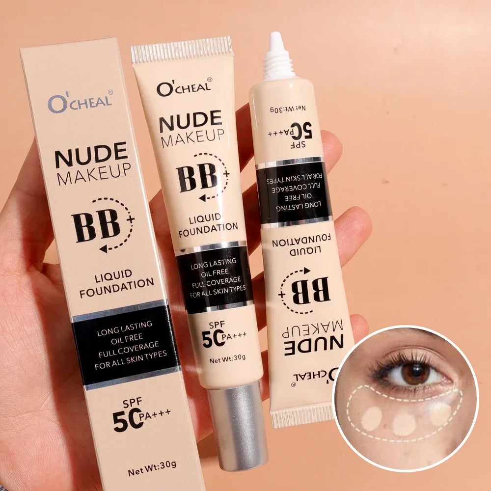 Bulbusbow Waterproof Oil Control BB Cream Foundation Lasting Brightening Skin Moisturizing Cover Dark Circles Face Primer Concealer Makeup