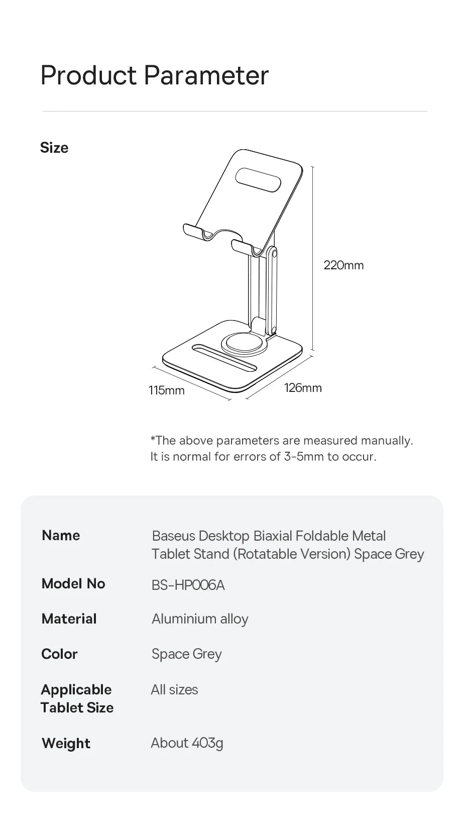 Baseus Tablet Stand For iPad Pro 12.9 11 Xiaomi Tablet Aluminum Desktop Holder For iPad Stand Bracket Mount Support Holder Stand