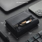 Custom Men Credit Card Holder RFID Blocking Microfiber Leather Magnetic Closure Pop Up Card Wallet with ID Window & Coins Pocket